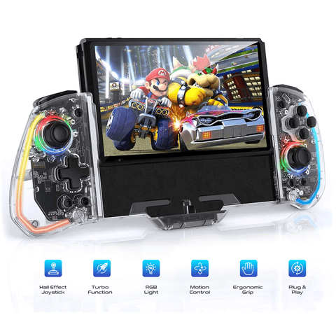 IINE Switch Handheld One Piece Joypad Controller for N-Switch/N-Switch OLED (Transparent) L744