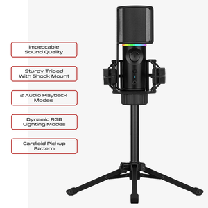 Streamplify MIC TRIPOD RGB Microphone with Tripod [Black]