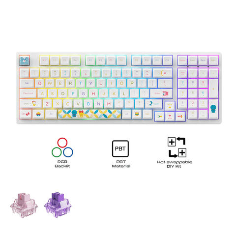 Akko Doreamon Rainbow 3098B RGB Tri Mode Hot Swappable Mechanical Keyboard
