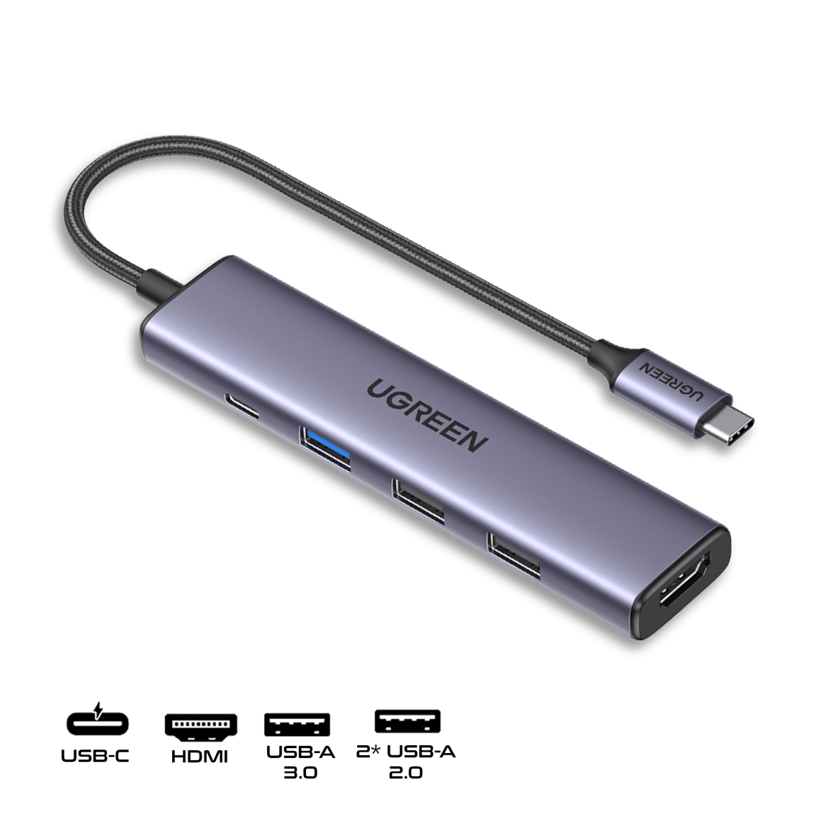 UGREEN USB-C 5-in-1 Port Hub (Space Gray) [CM478/15495]