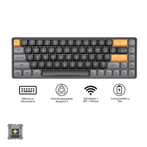 Darkflash GD68 Three-Mode Connectivity Wired and Wireless Mechanical Keyboard Brown Sugar [Yellow Switch]