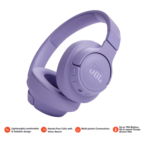 Harman JBL Tune 720BT Wireless Over Ear Headphones [Purple]