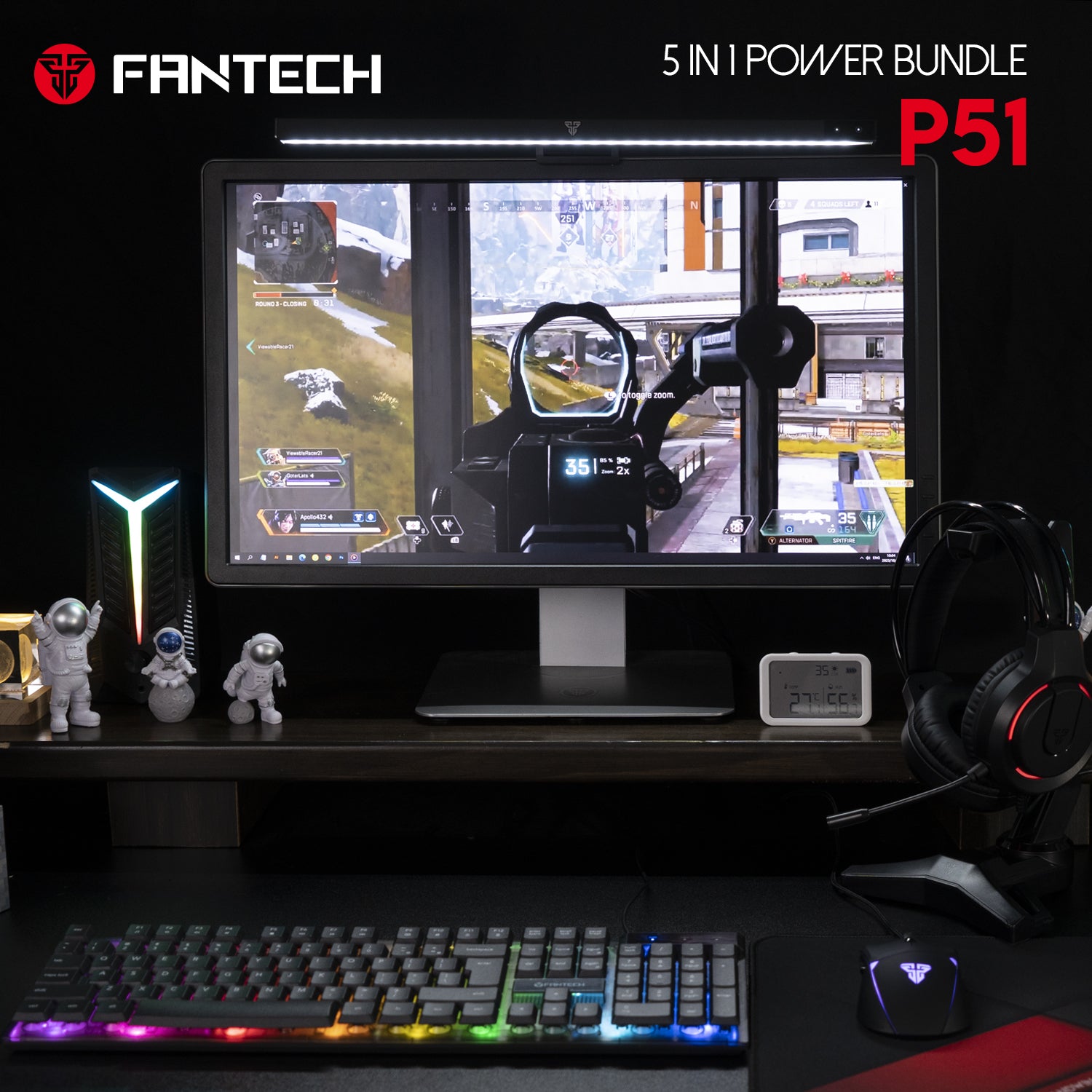 Fantech 5in1 Gaming Power Bundle Black (P51)