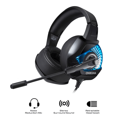 Onikuma K6 Casque PC Gamer Bass Stereo Wired Gaming Headphones [Black/Blue]