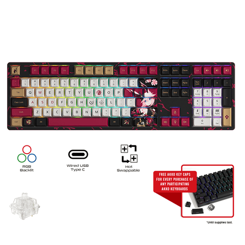 Akko Honkai Impact 3rd 5108S – Yae Sakura RGB Hot-Swappable Mechanical Keyboard (Akko CS Crystal)