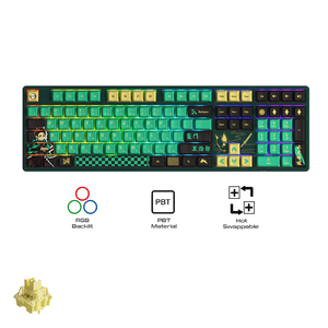 Akko Demon Slayer Tanjirou 5108B Plus RGB Tri Mode Hot Swappable Mechanical Keyboard (Akko V3 Cream Yellow Pro)