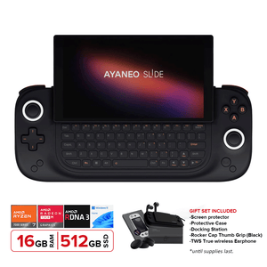Ayaneo Slide AMD Ryzen 7 7840U 16GB Ram + 512GB SSD Windows 11 Handheld PC Gaming Console (Bright Black) + Ayaneo Slide Gift Set