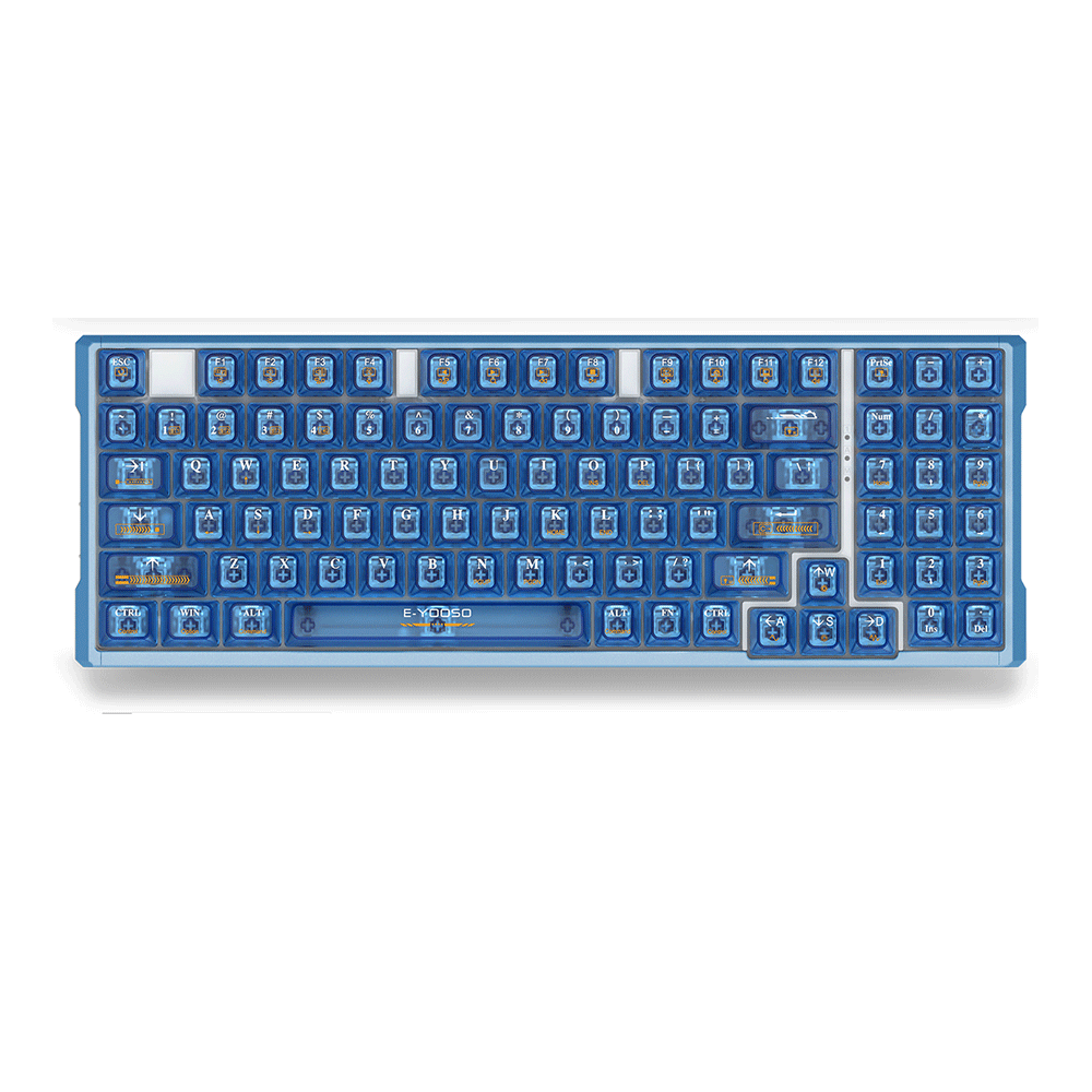 E-Yooso Z-94J Tri-Mode RGB 94 Keys Hot Swappable Mechanical Keyboard Clear Blue Linear [White Switch]