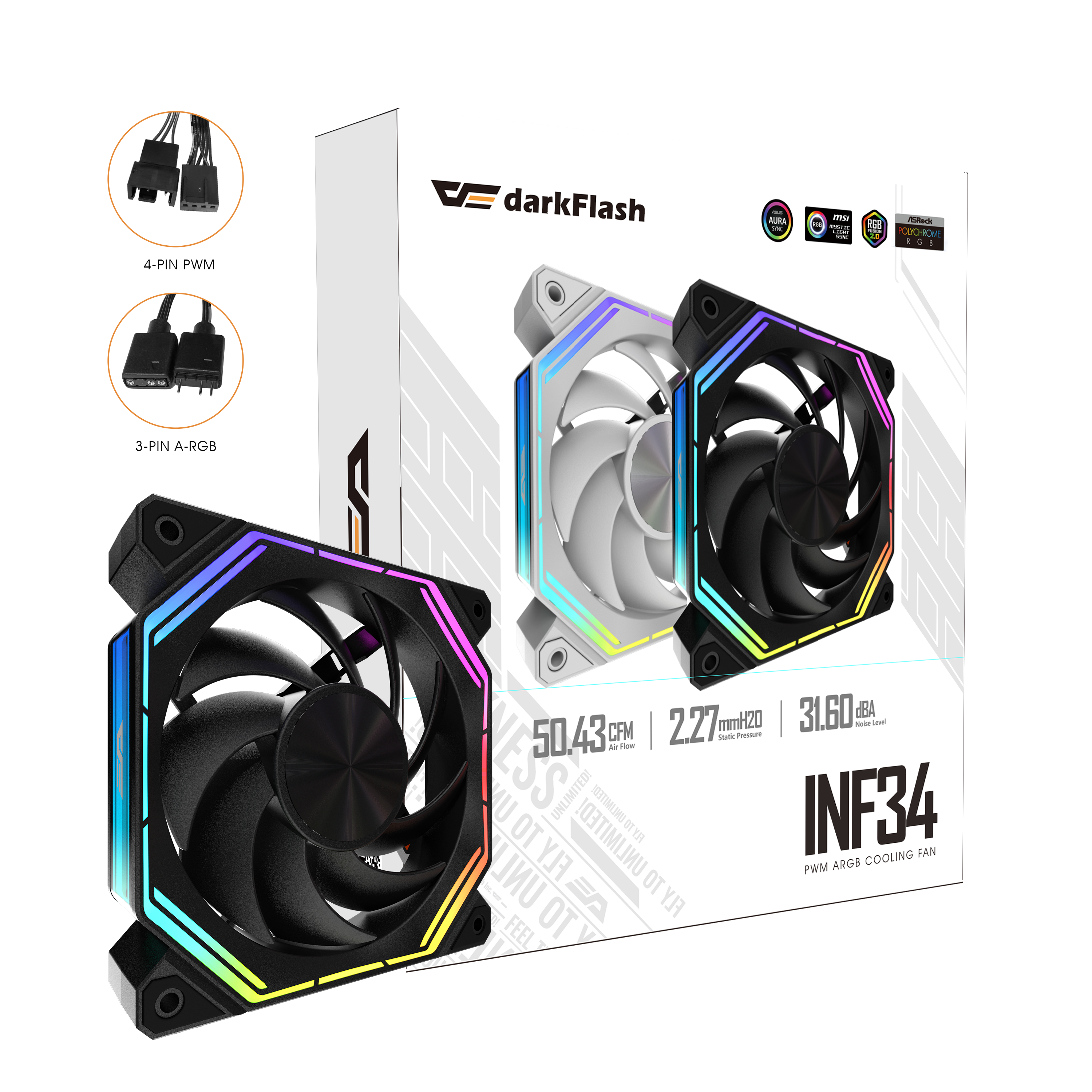 DarkFlash Infinity 34 Single 120MM ARGB Cooling Fan