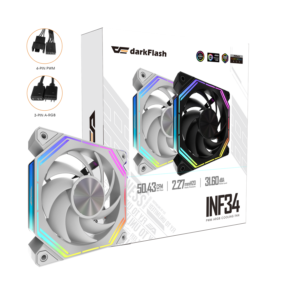 DarkFlash Infinity 34 Single 120MM ARGB Cooling Fan