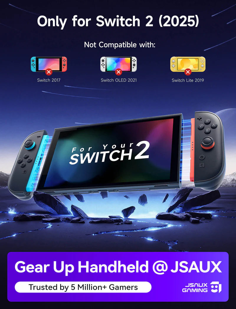 JSAUX Split Transparent Ergonomic Protective Case for Nintendo Switch 2 PC0117