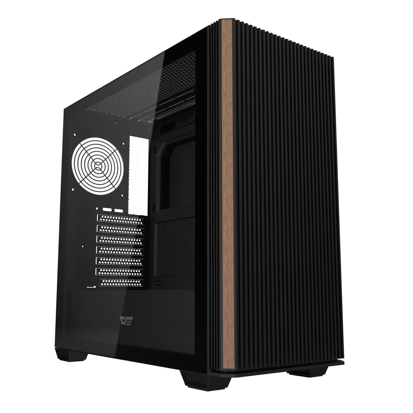 DarkFlash DS900WS Tempered Glass Wood-Inspired Front ATX PC Case (Black)