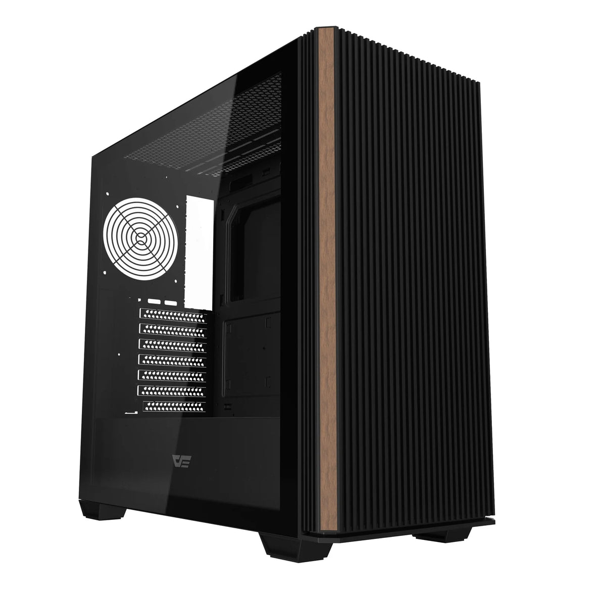 DarkFlash DS900WS Tempered Glass Wood-Inspired Front ATX PC Case (Black)