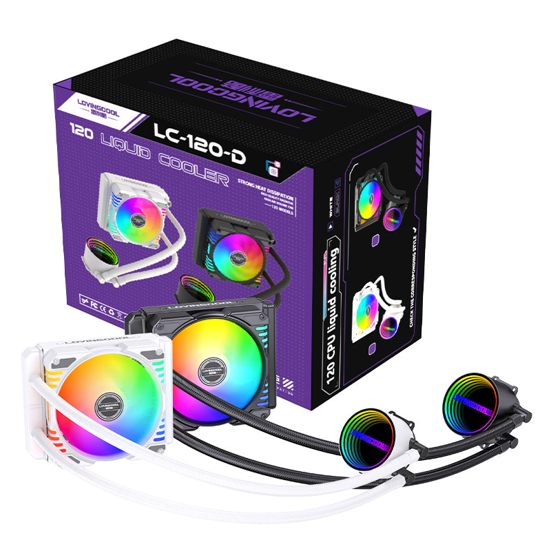 Lovingcool LC-W120-D 120mm ARGB Liquid Cooler with Temp Screen (White)