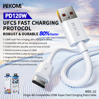 Wekome 120W Super Fast Charging Data Cable USB-Type-C White - WDC-22
