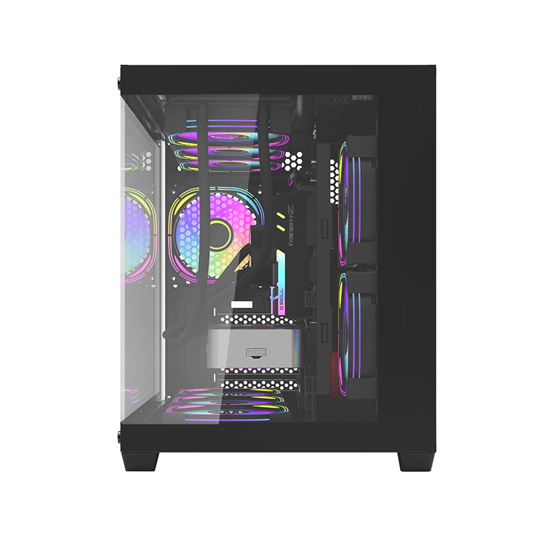 DarkFlash C285MP Exquisite M-ATX PC Case Tempered Glass Panoramic Side Transparent (Black)
