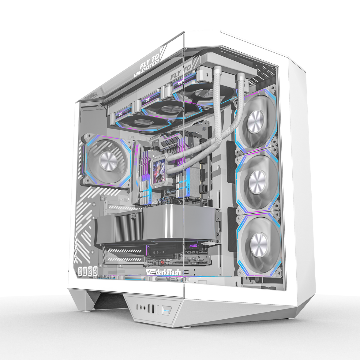 DarkFlash DY470 ATX Three-side Glass Panel Tempered Glass PC Case