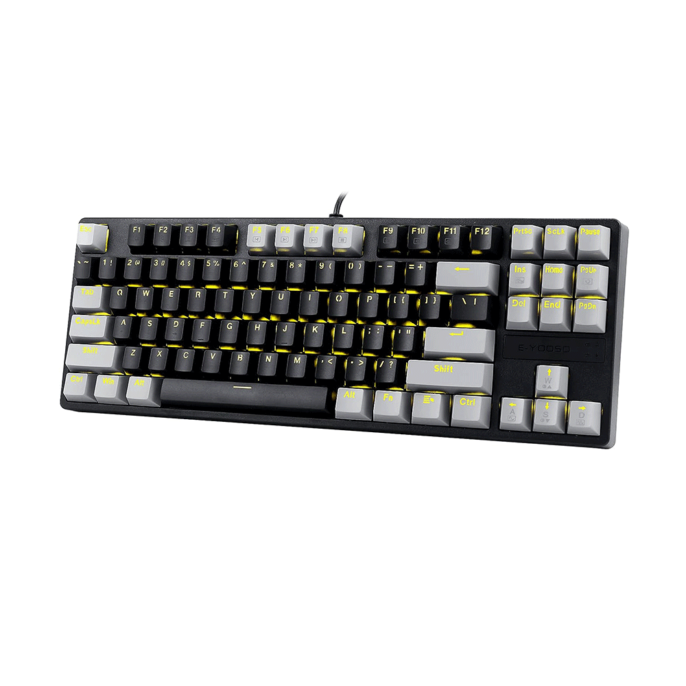 E-Yooso Z-87 87 Keys Single Light Mechanical Gaming Keyboard Black/Grey [Blue Switch]