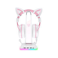 ONIKUMA ST2 RGB Gaming Headphone Stand Computer Headset Desktop Display Holder Luminous Logo with 3 USB and 3.5mm AUX Ports [White]