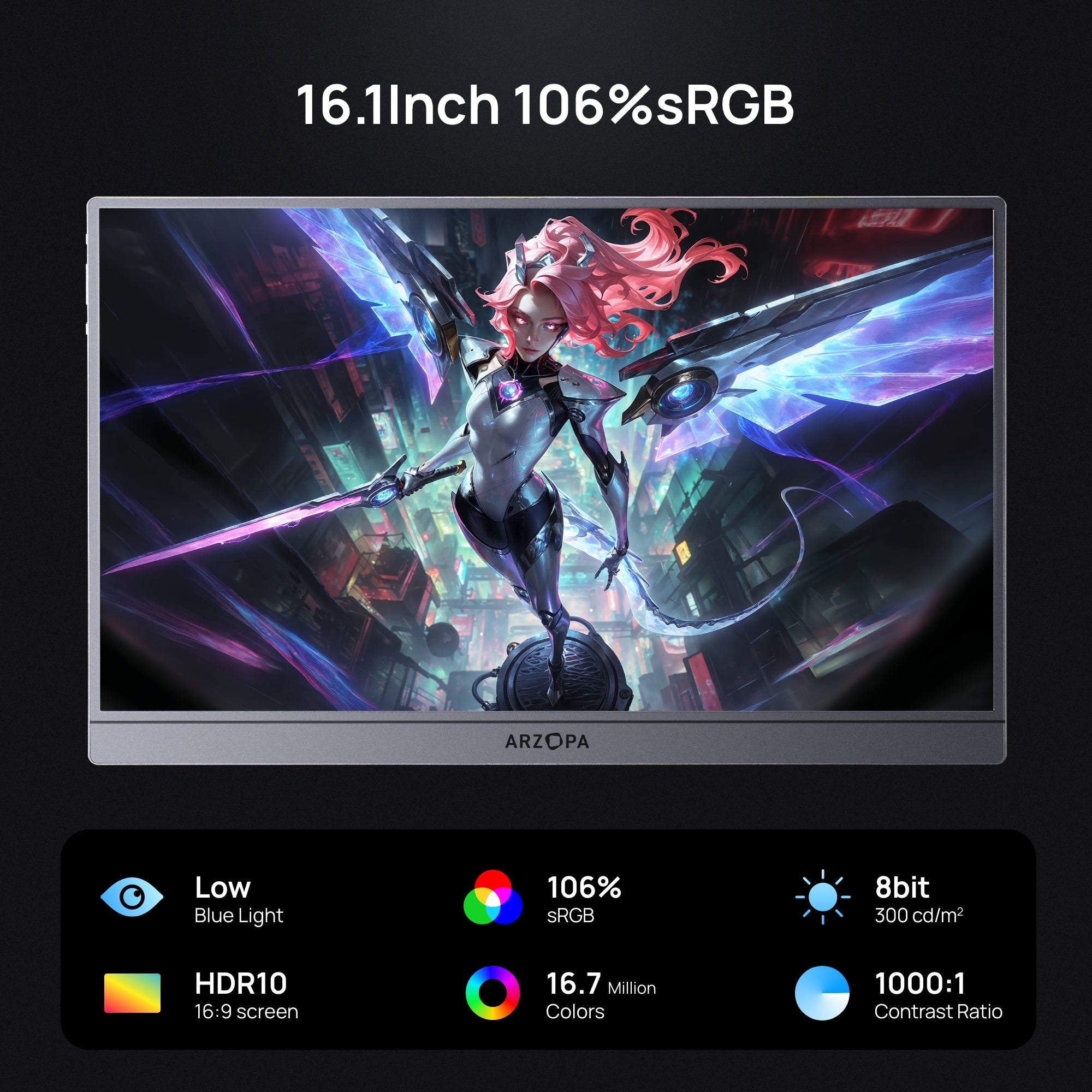 [PRE-ORDER] ARZOPA Z1FC 15.6" FHD Portable Monitor (Grey)