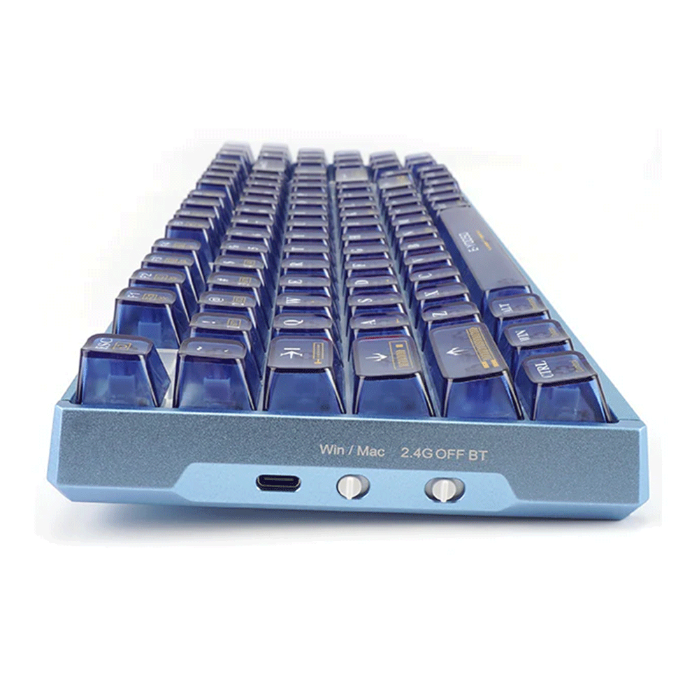 E-Yooso Z-94J Tri-Mode RGB 94 Keys Hot Swappable Mechanical Keyboard Clear Blue Linear [White Switch]