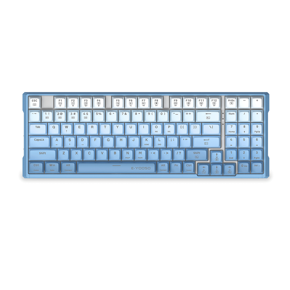 E-Yooso Z-94J Tri-Mode RGB 94 Keys Hot Swappable Mechanical Keyboard Gradiant Blue Linear [White Switch]