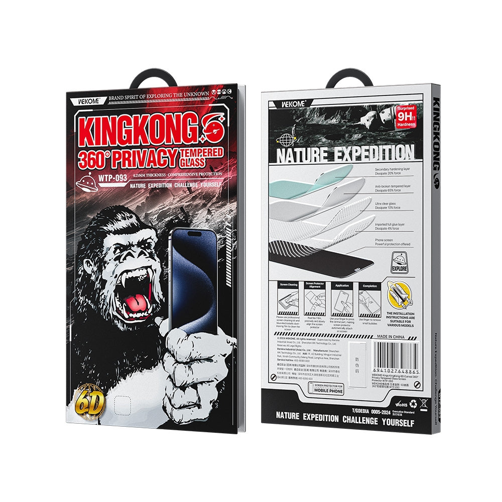 WEKOME 6D Curved Tempered Glass  (360° PRIVACY) IP 16 Pro / 16 Pro Max - WTP-093