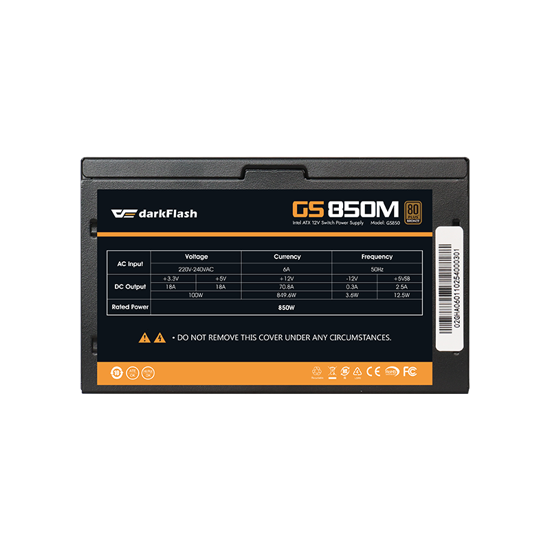 DarkFlash GS850 80+ Bronze Full Modular 850W PSU (Black)