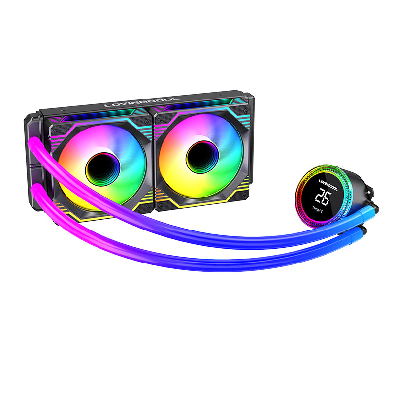 Lovingcool LC-B240-R 240mm ARGB Liquid Cooler with Temp Screen (Black)