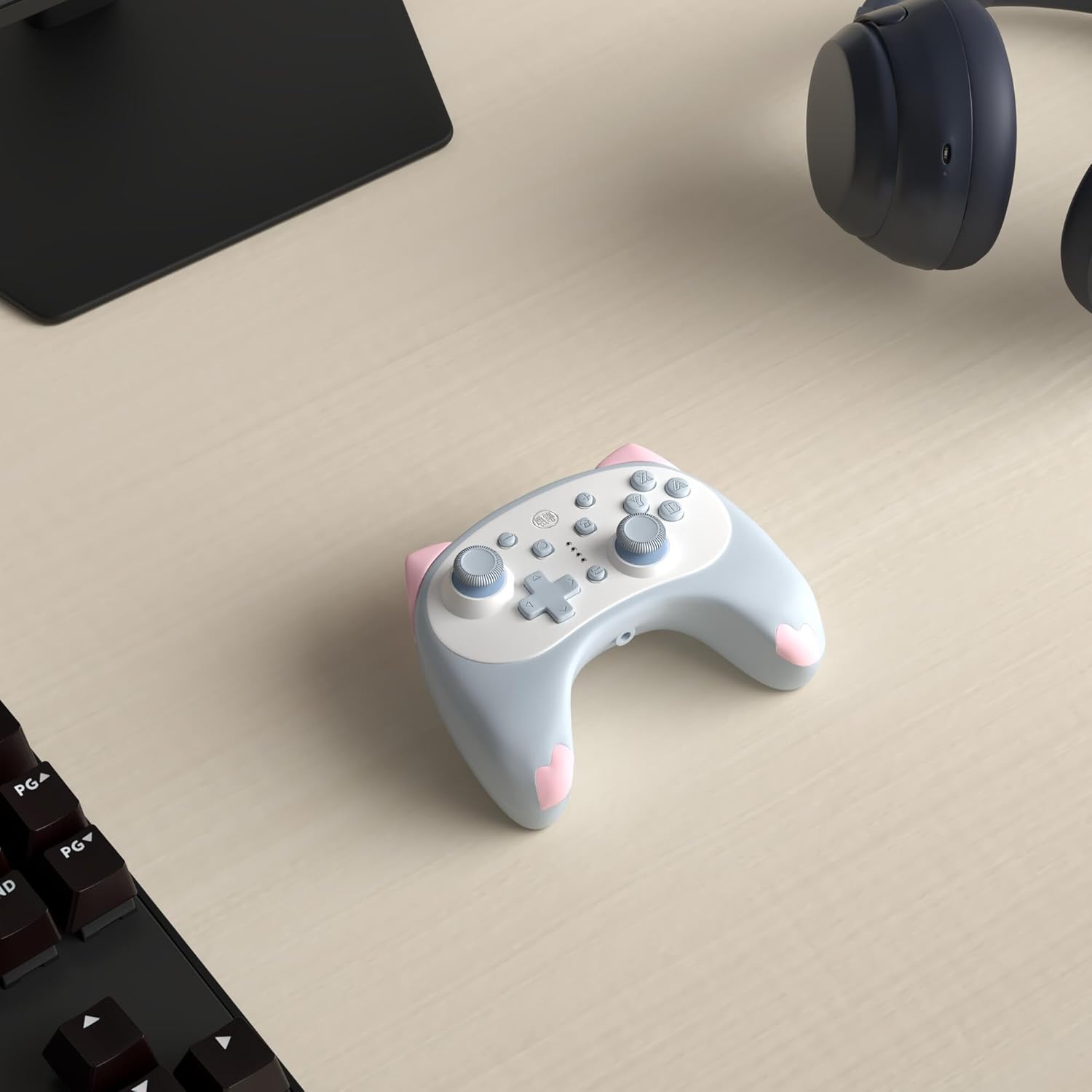 IINE Wake Up + Audio Port Cartoon Kitten Wireless Controller for Switch (Blue) (L415)