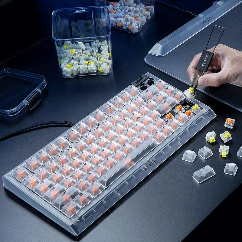 Razer BlackWidow V4 75% Hot-swappable Mechanical Gaming Keyboard Phantom White Edition