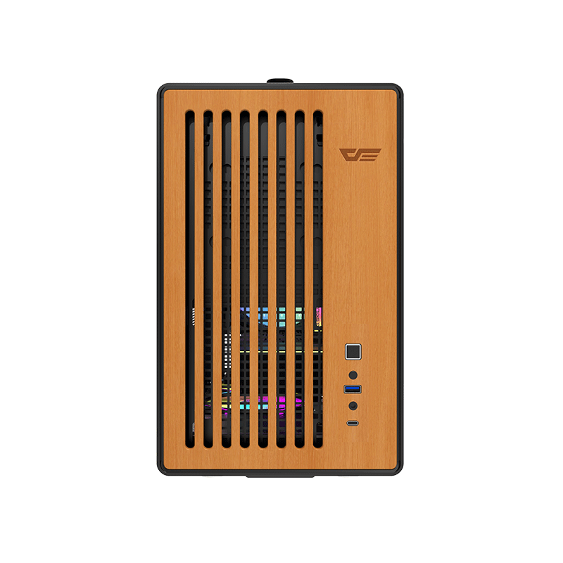 DarkFlash WD200 Wood Edition Veneer Panel M-ATX PC Case (Black)