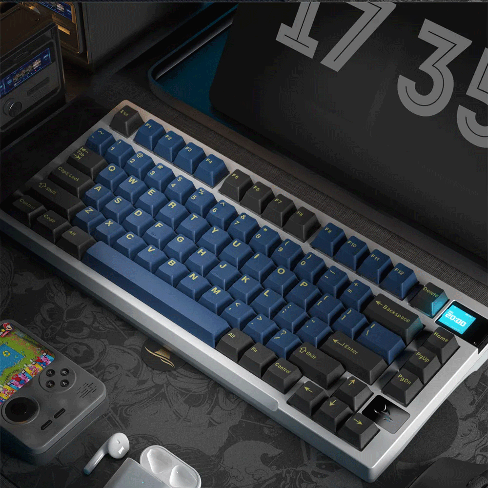 Darmoshark K8 Mechanical Keyboard [White Base/Black and Blue Keycaps]