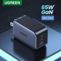 UGREEN 3-Port (USB-A + 2 USB-C) 65W Gan Tech Fast Charger (Black) [CD244/10334]