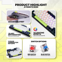 Fantech Atom87S TKL Yoru Edition Mechanical Gaming Keyboard Black Blue Switch (MK877S)