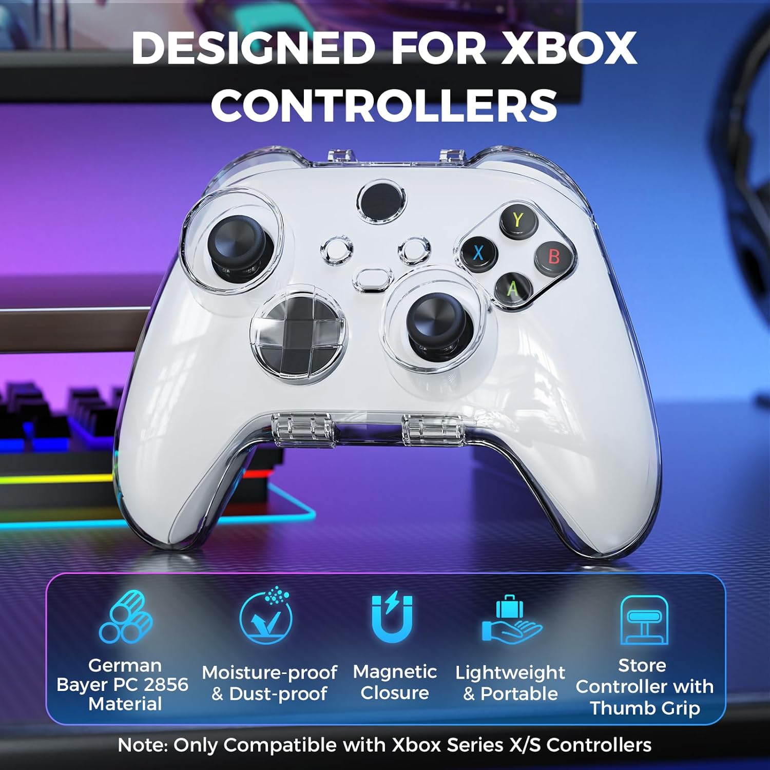 IINE Protective Case for Xbox Controller (Transparent Shell) (L1009)