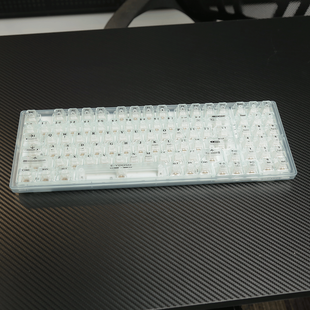 E-Yooso Z-94 Single Light 94 Keys Hot Swappable Mechanical Keyboard Transparent Light Green Linear [White Switch]