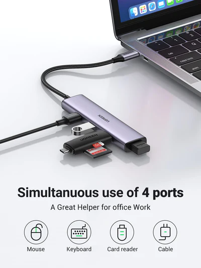 UGREEN USB-C TO 4 USB 3.0 Hub (Grey) [CM473/20841]