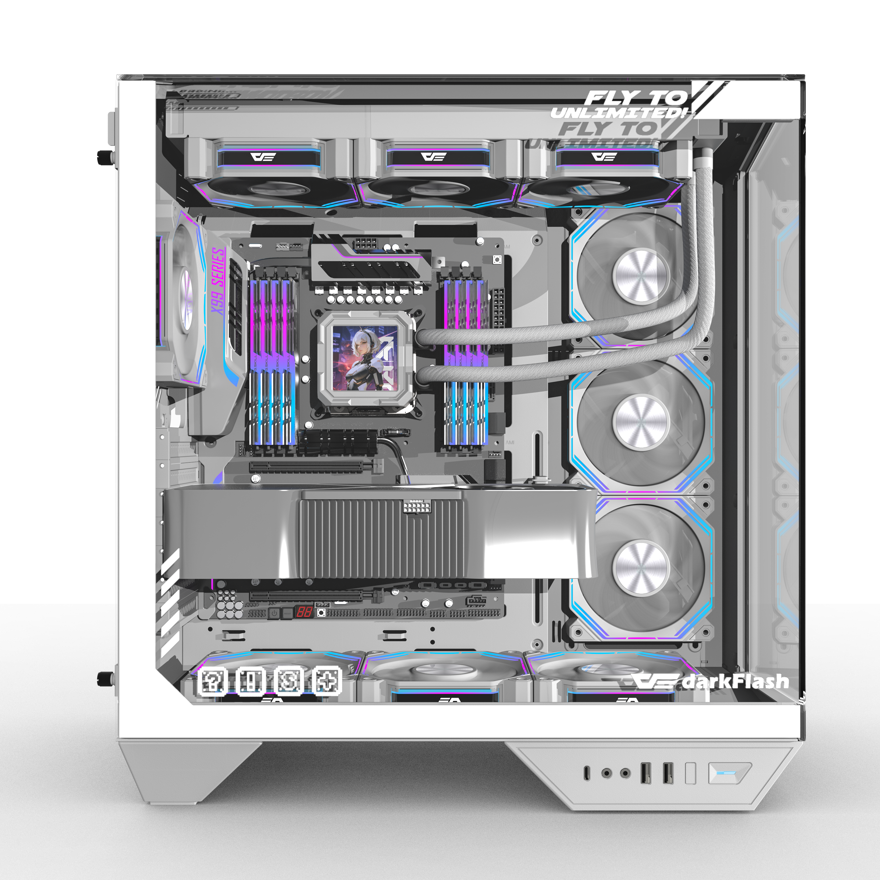 DarkFlash DY470 ATX Three-side Glass Panel Tempered Glass PC Case