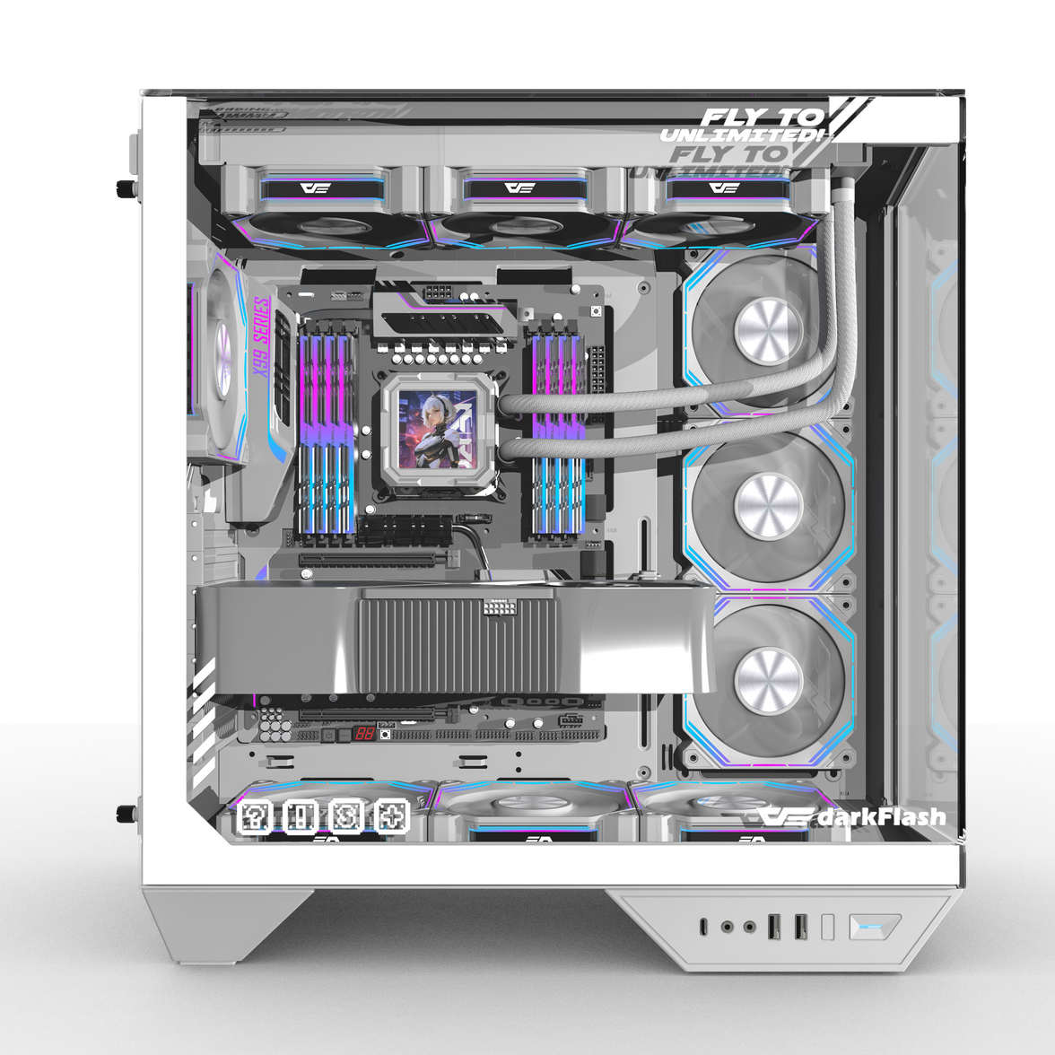 DarkFlash DY470 ATX Three-side Glass Panel Tempered Glass PC Case