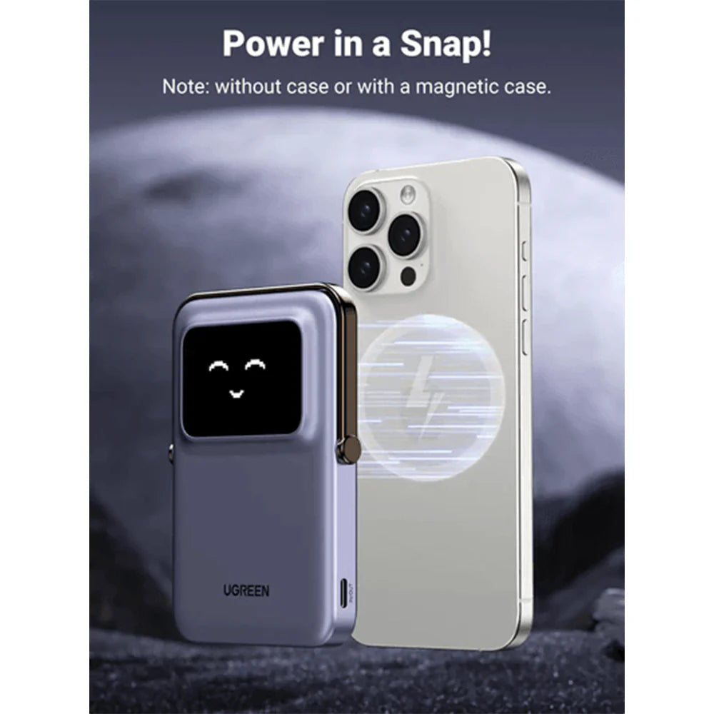 UGREEN Uno 5000mAh Mini Magnetic Wireless 20W Power Bank with Built-in Stand (PB571/3560B) Black