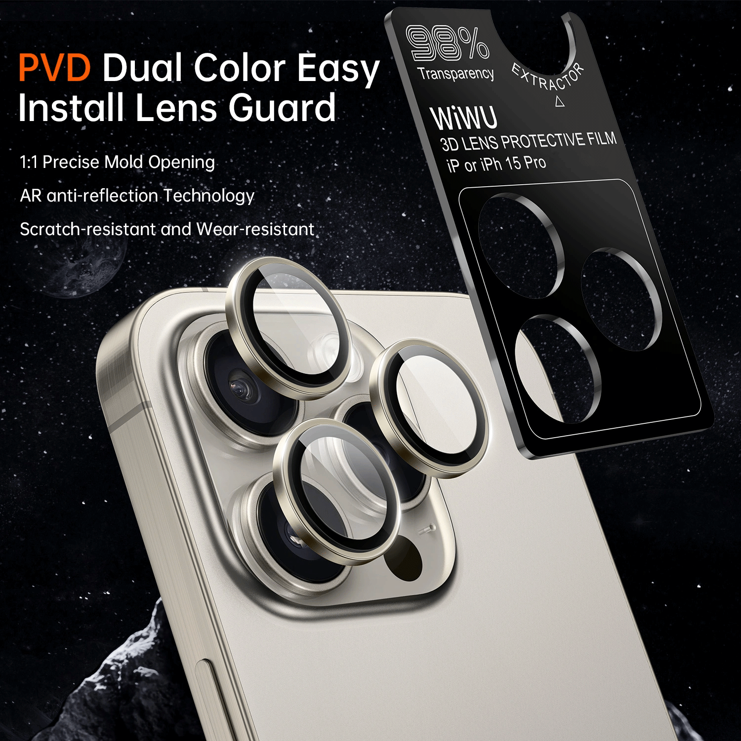 Wiwu PVD Dual Color Lens Guard for IP 15 Pro max [6.7]