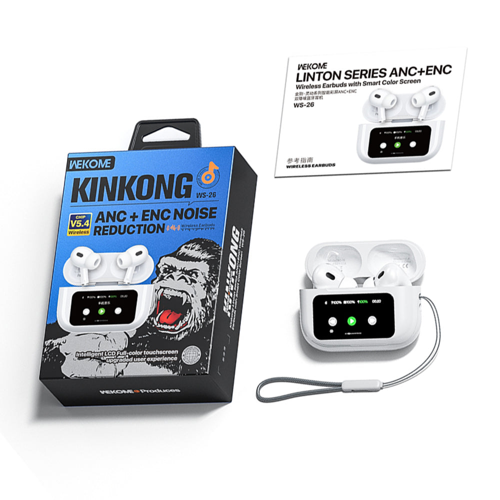 WEKOME Liton Series ANC+ENC Wireless Earbuds with smart Color Screen (White) WS-26