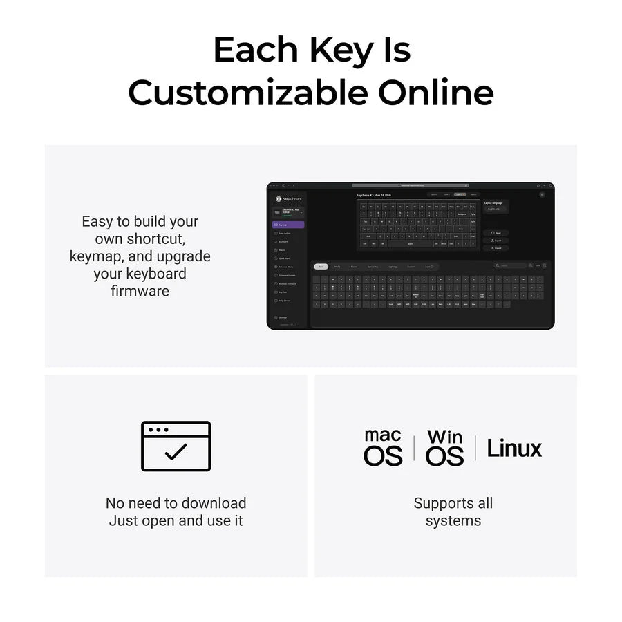 Keychron K3 Max SE QMK Wireless Hot-Swappable RGB Custom Wood Frame Mechanical Keyboard - Black