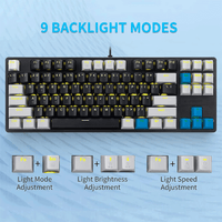 E-Yooso Z-87 87 Keys Single Light Mechanical Gaming Keyboard Black/Grey [Blue Switch]