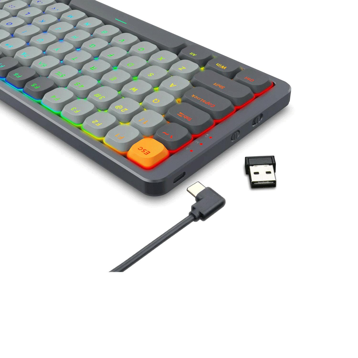 Redragon Azure Tri Mode RGB 84 Keys Mechanical Gaming Keyboard Grey Red Switch (K652GG-RGB-PRO)