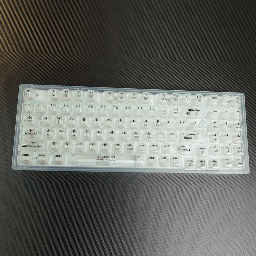 E-Yooso Z-94 Single Light 94 Keys Hot Swappable Mechanical Keyboard Transparent Light Green Linear [White Switch]