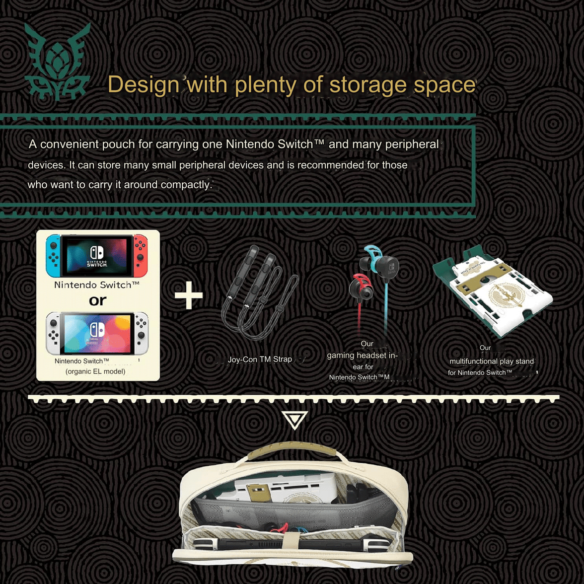 Hori Compact Cargo Pouch The Legend Of Zelda Tears Of The Kingdom for Switch V2/OLED NSW-434A