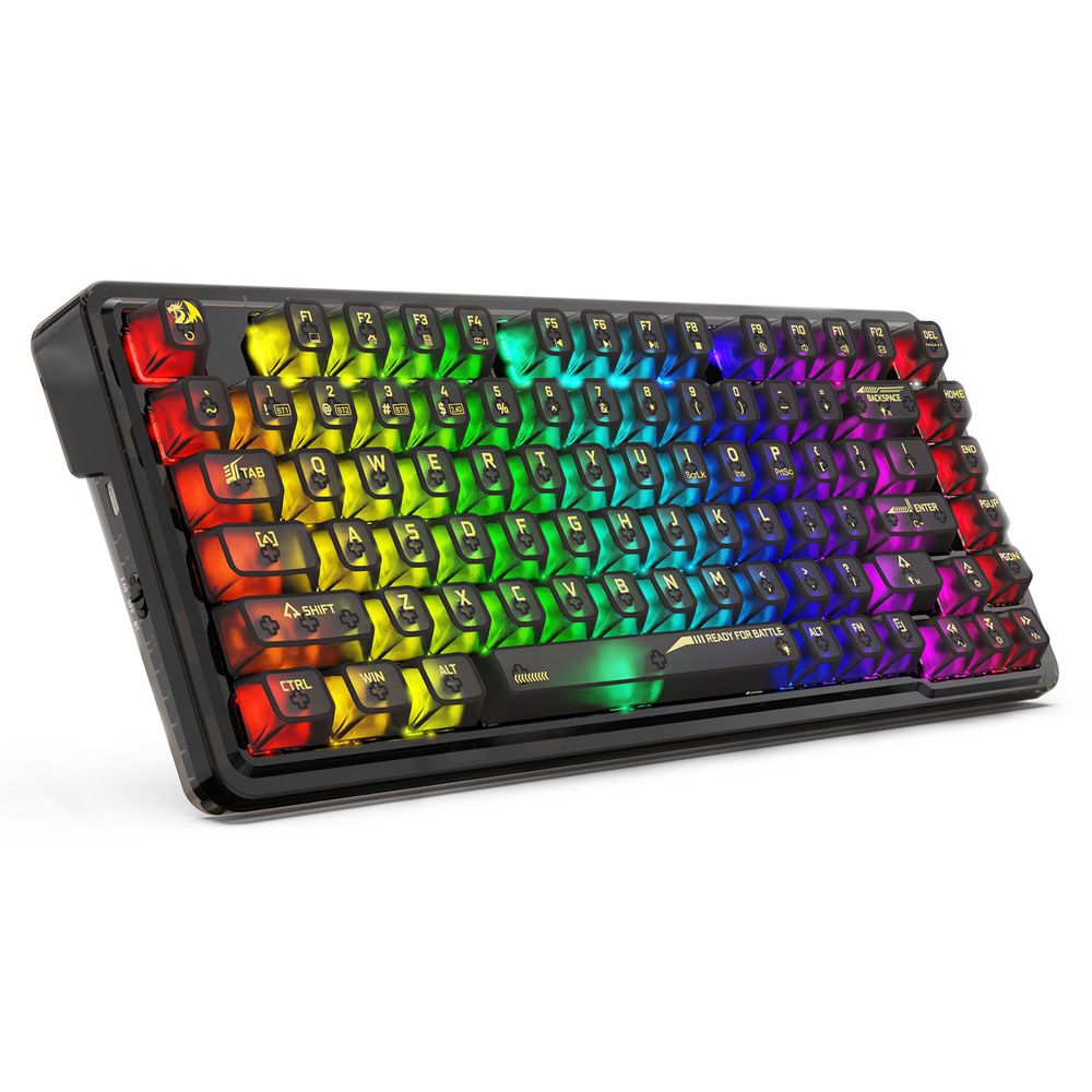 Redragon Elf Pro Tri Mode RGB 82 Keys Mechanical Gaming Keyboard Crystal Black Red Switch (K649CTB-RGB-PRO)