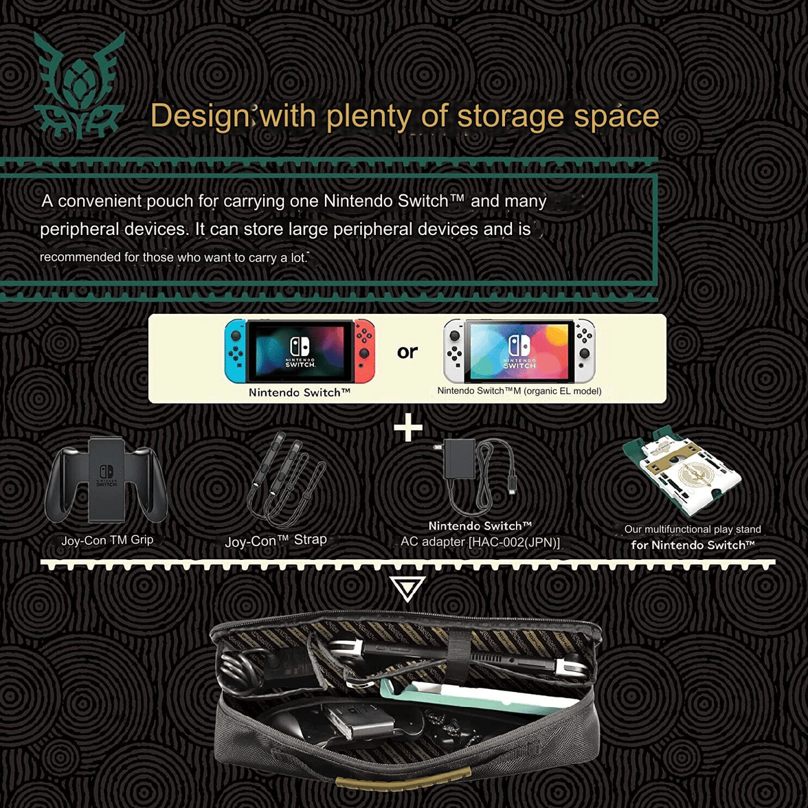 Hori Wide Cargo Pouch The Legend Of Zelda Tears Of The Kingdom for Switch V2/OLED NSW-435A